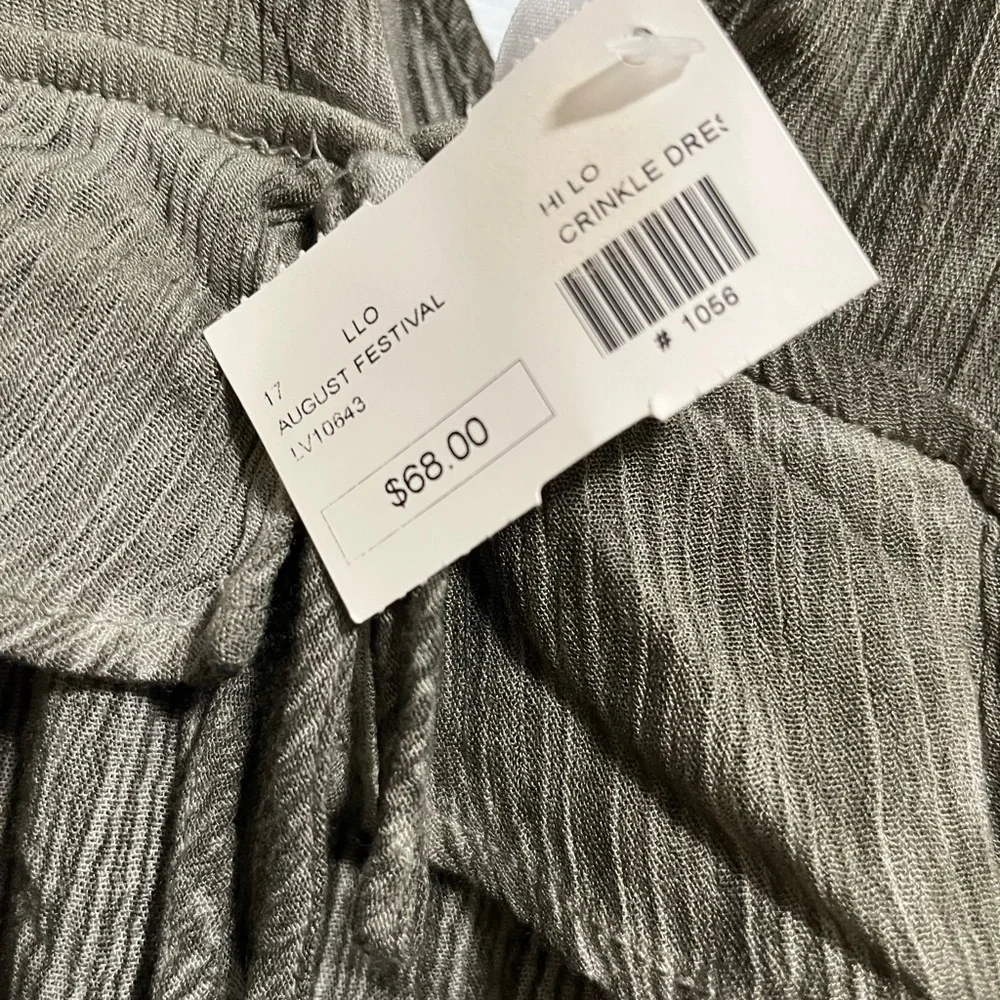 Crinkle Hi-Low Dress Khaki Size L - Picture 3 of 7